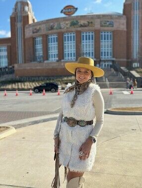 Tyler Boe Cream Faux Fur Dress/Long Vest